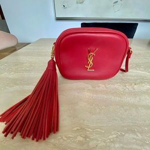 YSL Red Nano Pouch with Tassels